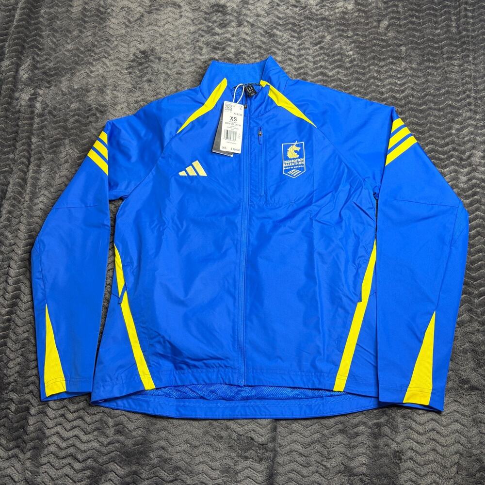 ADIDAS KE8235 Boston Marathon 2026 Celebration Jacket Blue size XS NWT